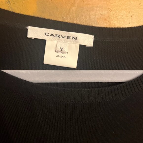 Carven Black Knit Top with Navy Lace cutout across back - Picture 3 of 5